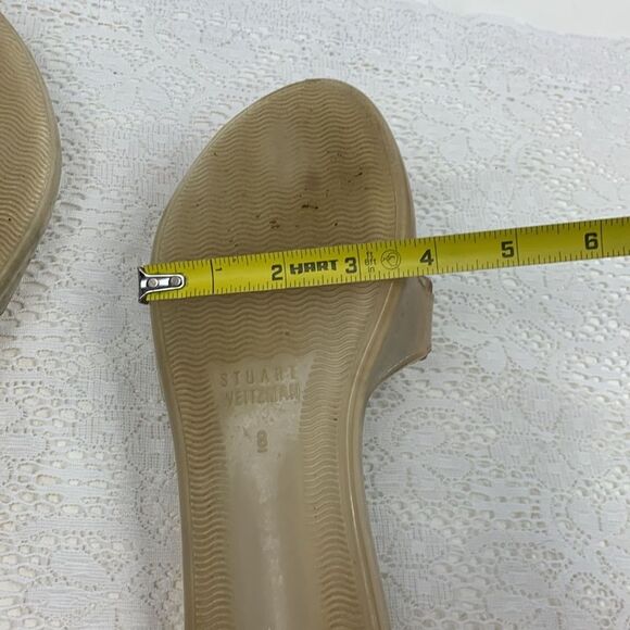 Stuart Weitzman Sandals Silver Clear Jelly Rose Accents thong toe Size 8 Slip on - Picture 12 of 13